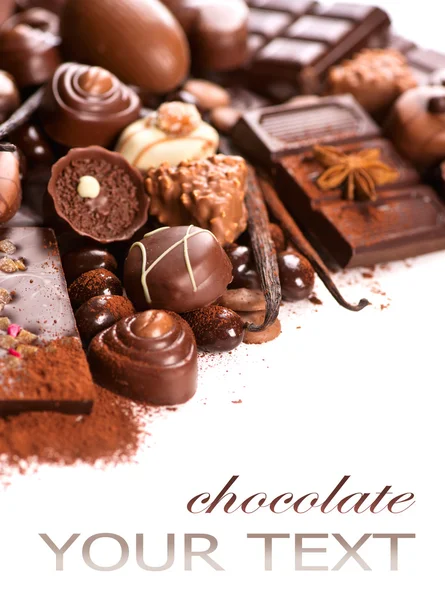 Chocolade grens over Wit. — Stockfoto