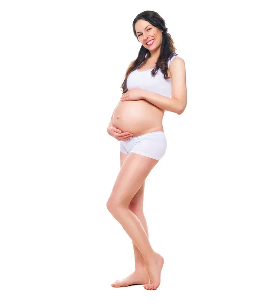 Těhotná šťastná žena — Stock fotografie
