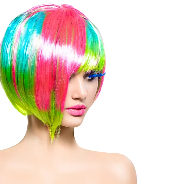 Model girl with colorful dyed hair — Stock Photo, Image