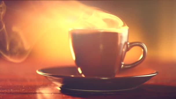 Tazza di caffè espresso caldo — Video Stock