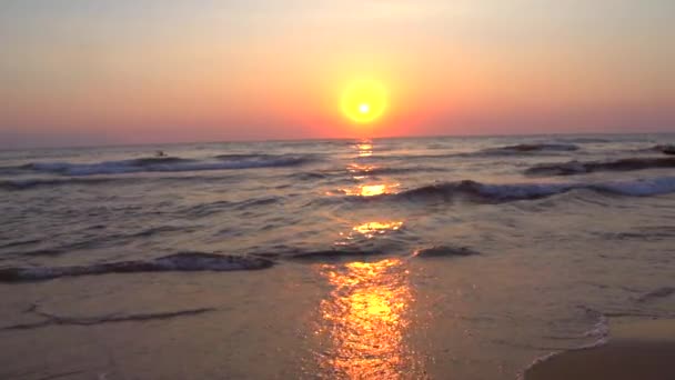 Girl jogging along the sea coast — Stock Video