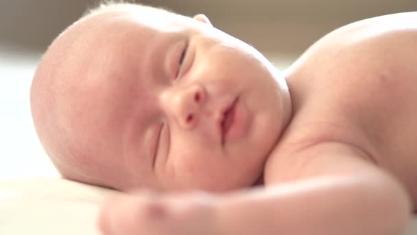 Pasgeboren baby wakker — Stockvideo