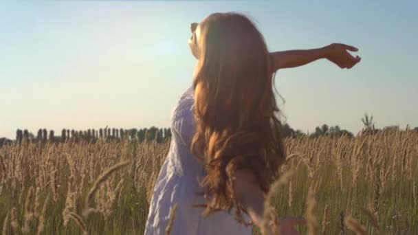 Genç kadın doğanın tadını çıkarıyor — Stok video