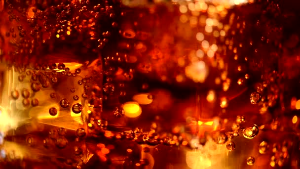 Cola with Ice and bubbles — Stock Video