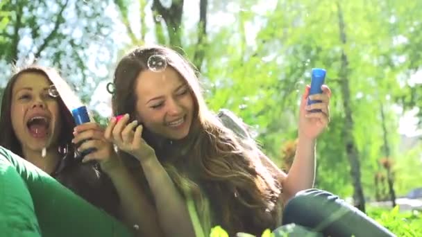 Beauté adolescent filles avoir du plaisir en plein air . — Video