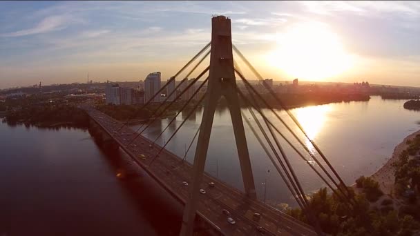 Ponte de Moscou sobre o rio Dnieper — Vídeo de Stock