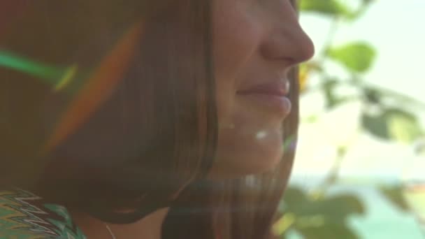 Beautiful woman holding glass of wine — Stock Video