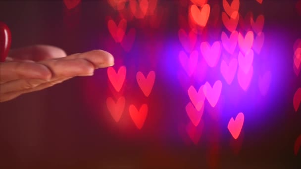 Valentin szív az ember keze — Stock videók