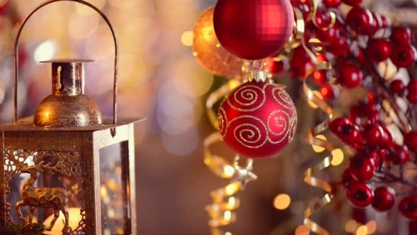 Decoraciones de Navidad y Año Nuevo — Vídeo de stock