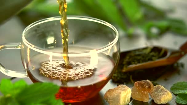 Theepot en glas Tea Cup — Stockvideo