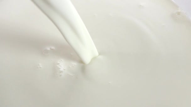 Наливание молока крупным планом — стоковое видео