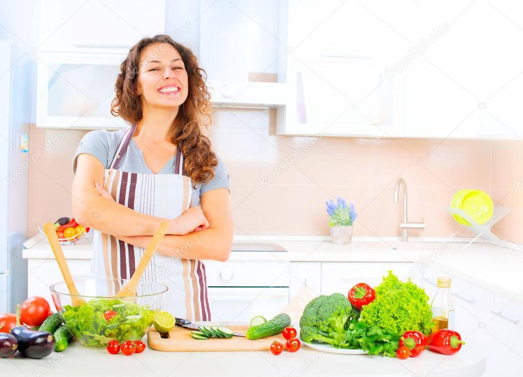 woman cooking in  kitchen at home