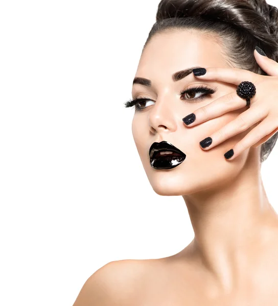 Model dívka s černými make-upu — Stock fotografie