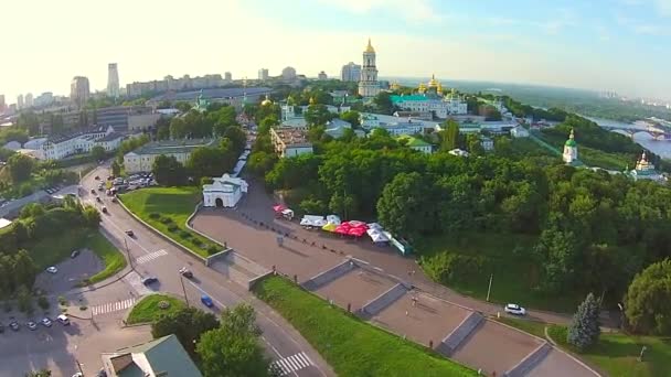 Vista aérea de Kiev-Pechersk Lavra, Kiev — Vídeos de Stock