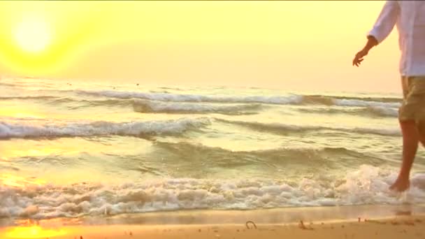 Famille avec petite fille sur le littoral — Video