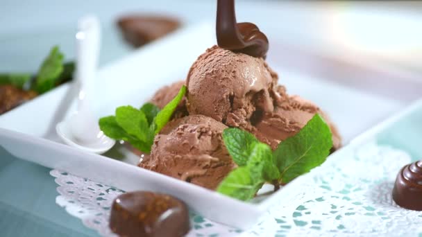 ブラウンチョコレートアイスクリーム — ストック動画
