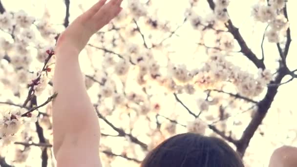 Дівчина на відкритому повітрі насолоджується природою — стокове відео
