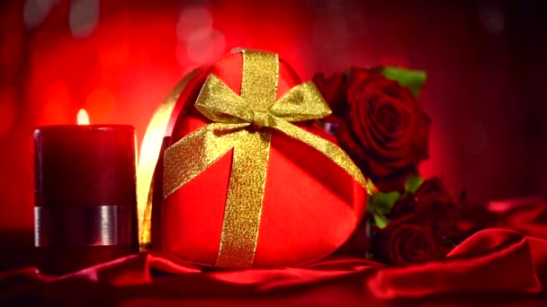 Cuore rosso di San Valentino, Confezione regalo — Video Stock