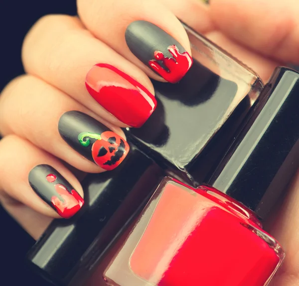 Projeto de arte de unhas de Halloween . — Fotografia de Stock