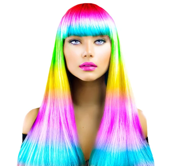 Girl with colorful dyed hair — Stock Photo, Image