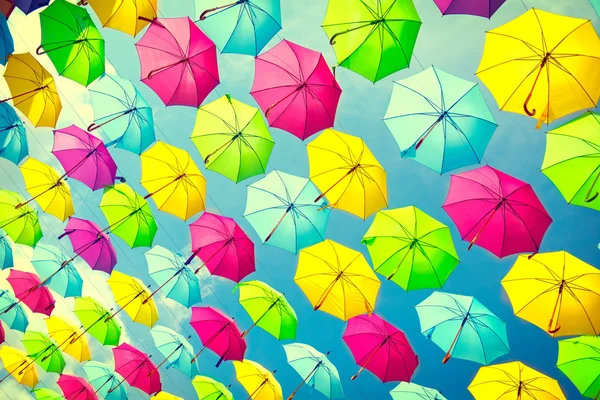 Umbrellas urban street decoration — Stock Photo, Image