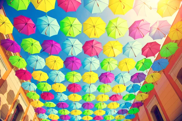 Umbrellas urban street decoration — Stock Photo, Image