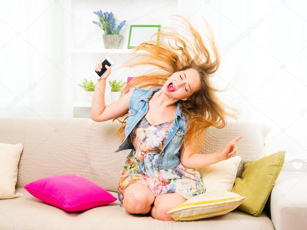 teenage girl  with her smartphone