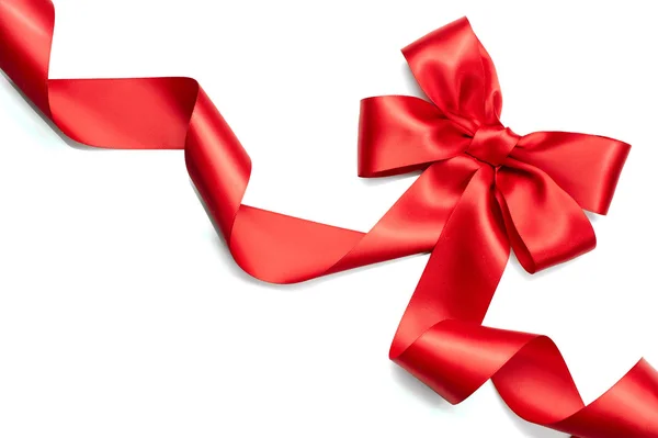 Red satin gift bow. — Stock Photo, Image