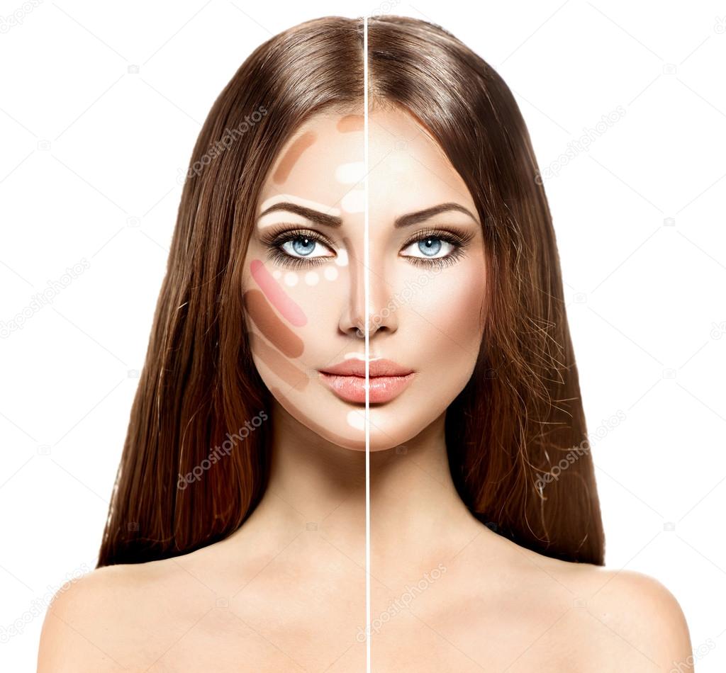 face before and after blending contour