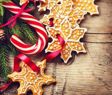 Tanımlama bilgileri ve şeker kamışı Noel arka plan