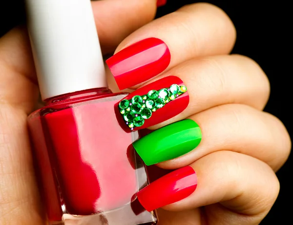 Kerstmis nagel kunst manicure — Stockfoto