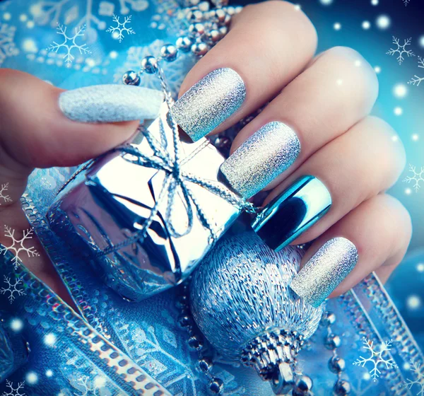 Christmas nail art manicure — Stock Photo, Image