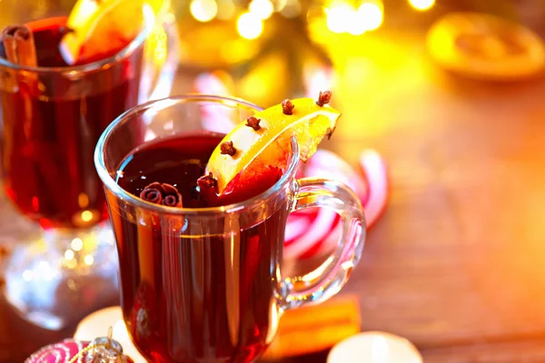 Christmas mulled wine hot drink. — Stock Photo, Image