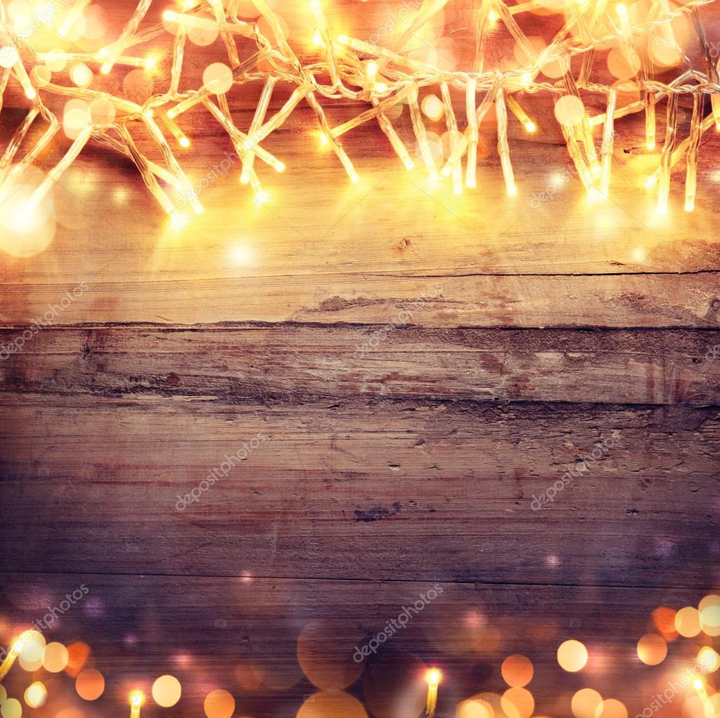 Fondo de madera de Navidad con luces: fotografía de stock © Subbotina