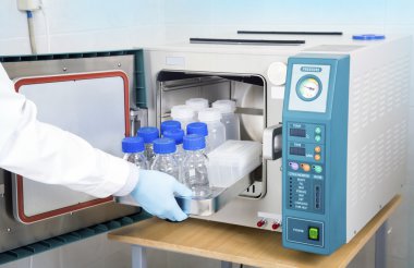 Modern laboratory autoclave sterilizer clipart