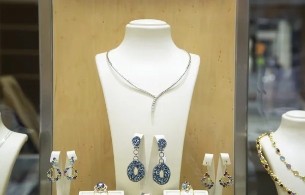 Jewelry in a shop window — Stock Photo, Image