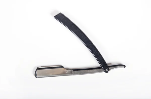 Used  classic black Straight Razor, old style. — Stock Photo, Image