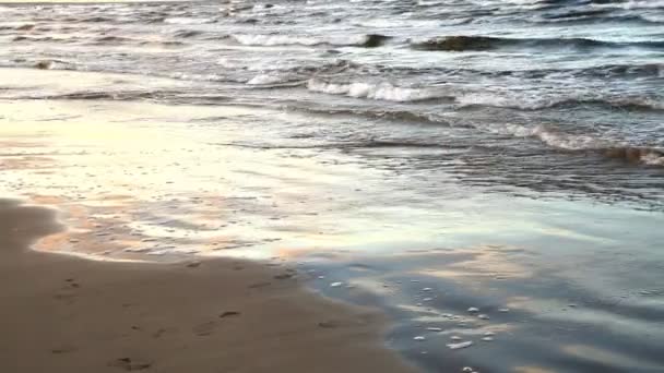 De golven van de Baltische zee worden gerold op een zandstrand. — Stockvideo