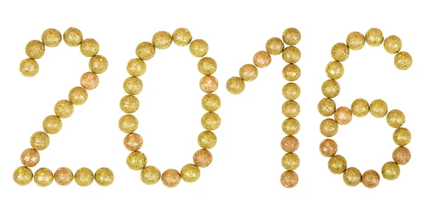 New Years Eve 2016 gouden nummers tekst van klatergoud decoratie geïsoleerd op witte achtergrond. — Stockfoto