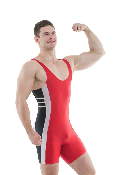 Muskulös sportsman poserar — Stockfoto