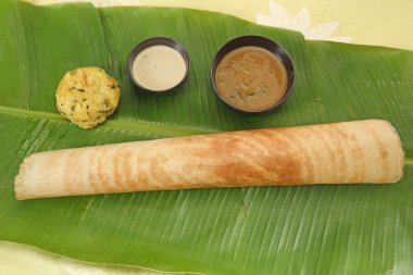 Masala Dosa Hint turşusu ve Sambaar, güneyde Hint yemek