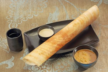 Masala Dosa with Chutney and Sambaar, South Indian Dish clipart