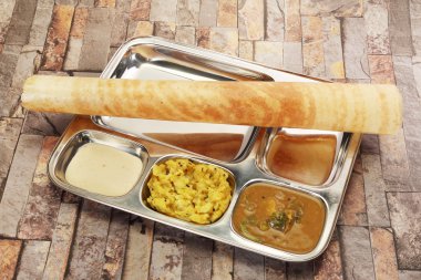 Masala Dosa Hint turşusu ve Sambaar, güneyde Hint yemek