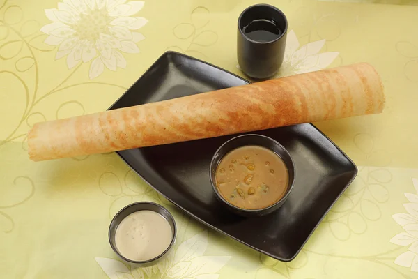 Masala Dosa cu Chutney și Sambaar — Fotografie, imagine de stoc