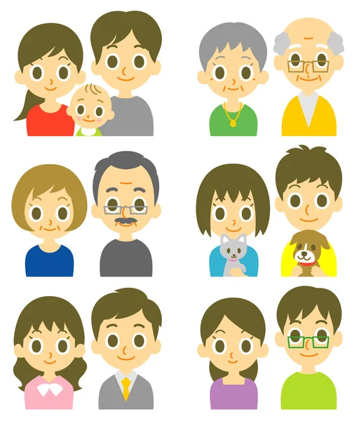 Couples jeunes et seniors — Image vectorielle