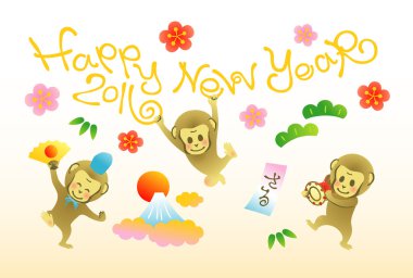 Yeni yıl kartı 2016 maymun