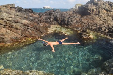 Fernando de Noronha, Brezilya'da bir kristal deniz plaj dalış