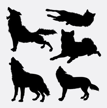 Wolf wild animal and action silhouette.