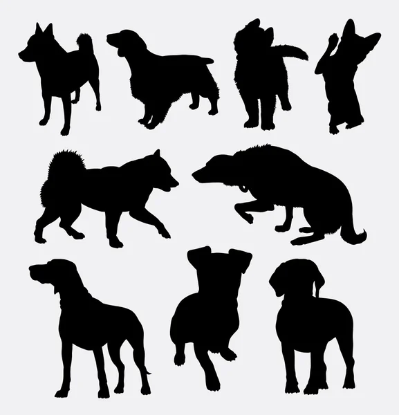 Chien animal de compagnie 2 silhouette — Image vectorielle