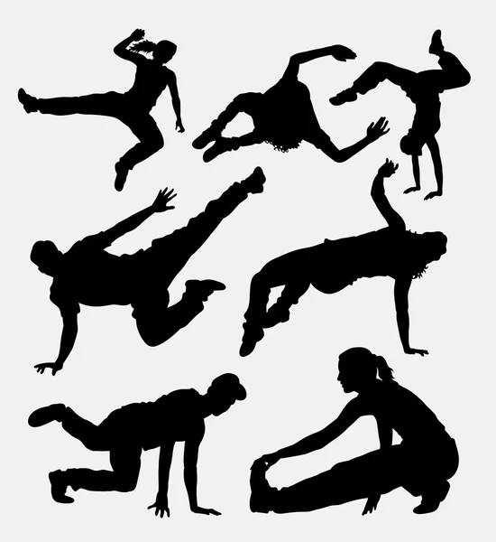 Parkour and martial art silhouette — Stock Vector